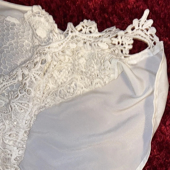 Forever 21 white Boho lace front sleeve less top blouse Sz L - Picture 8 of 10